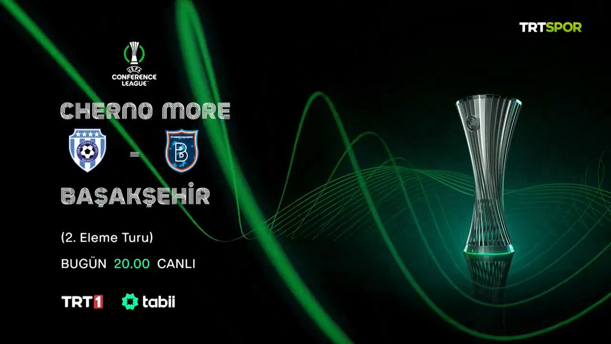 🤩 Futbolseverler ekran başına! 🇹🇷 Temsilcimiz Başakşehir'in Avrupa sınavı TRT 1'de. 🏆 UEFA Konferans Ligi - 2. Eleme Turu '1. Maç' 🆚 Cherno More Varna × Rams Başakşehir 📅 Bugün ⏱️ 20.00 🏟️ Huvepharma Arena 📺 TRT 1 💻 tabii