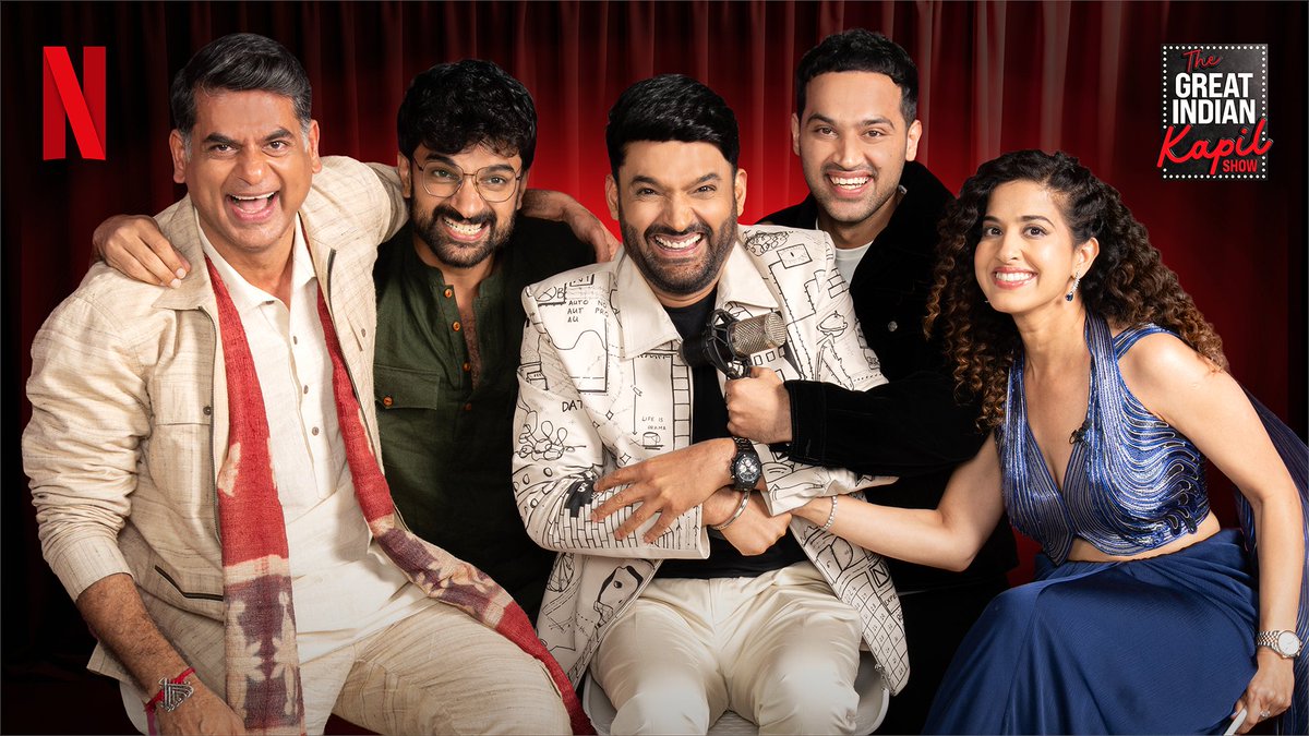 Four podcast hosts meet the OG host 🔥 Ab har Funnyvaar badhega humara parivaar. Watch popular podcasters Saurabh Dwivedi, Raj Shamani, Kamiya Jani, and Samdish Bhatia in the new episode of The Great Indian Kapil Show, this Funnyvaar, at 8 pm, only on Netflix.