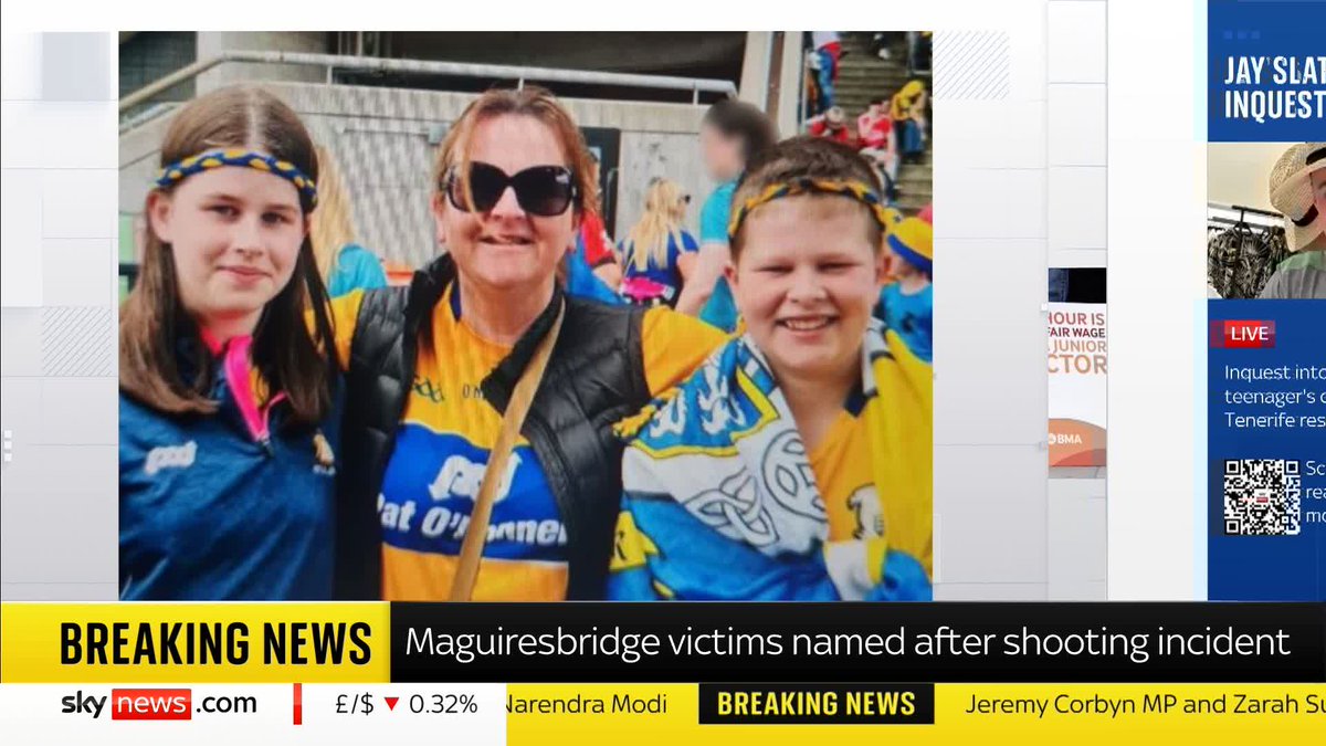 BREAKING: Victims named in Maguiresbridge shooting as Vanessa Whyte, 45, Sara Rutledge, 13, and James Rutledge, 14. A murder investigation is underway. 📺 Sky 501, Virgin 602, Freeview 233 and YouTube