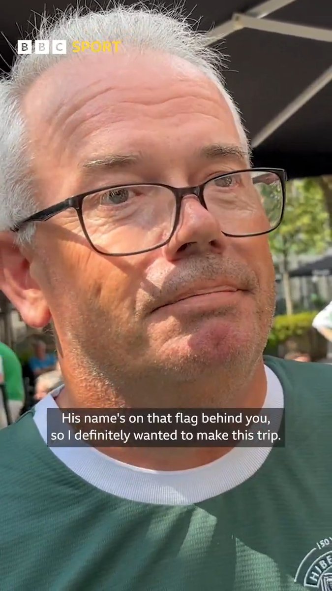 🗣️ 'Very emotional, I'd rather be here than anywhere else' 🥹 Hibs supporter Vince Robinson on the Hibs Supporters Club honouring his late father, and his trip from Florida to go to the game against Midtjylland 💚 #BBCFootball