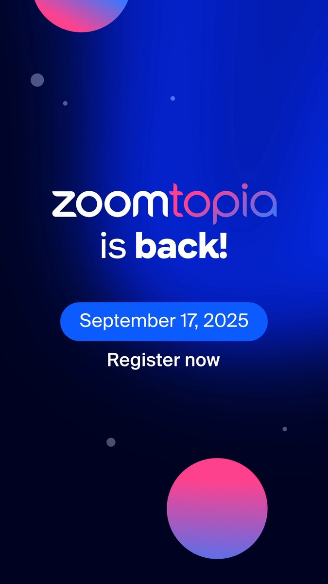 Mark your calendar. Clear your schedule. Cancel your meeting that could’ve been an email. Zoomtopia is back — and it’s for the people ✨ This isn’t just another virtual conference. It’s where bold ideas meet real-world execution. What to expect: ✅ Future-of-work insights you won’t find anywhere else ✅ Sneak peeks at what’s next from Zoom ✅ Customer playbooks that actually work September 17. Online. Free. Spots go fast — secure yours now 🔗