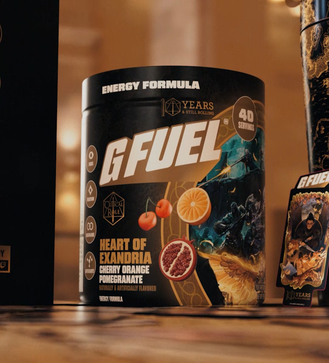 🧙‍♂️ CRITICAL ROLE X G FUEL IS LIVE!!! 🎲 Celebrate Critical Role’s 10 years and still rolling anniversary with HEART OF EXANDRIA! 🍒 Cherry + Orange + Pomegranate 🛍️ Pre-order your limited edition Collector’s Box NOW! 🔗