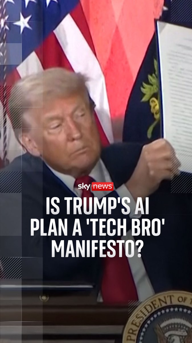 Donald Trump just dropped a plan to win the AI race - by slashing regulation, removing limits on AI infrastructure, and pushing US-made AI across the globe. Sky's Tom Clarke discusses whether Trump's AI plan is a 'tech bro' manifesto ⬇️ Read more: