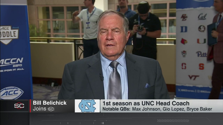 "I can't control how players play. Never have, and never will." Bill Belichick spoke on the competitiveness of UNC's QB battle and how he'll determine who will start under center in Week 1.