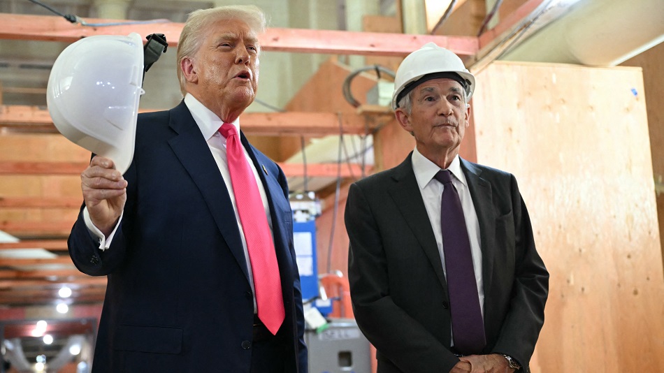 President Donald Trump and Fed Chair Jerome Powell argue over the cost of the Fed's renovation project during a tour of the construction site. Trump also says he'd like Powell to lower rates and that talks with the EU are going well