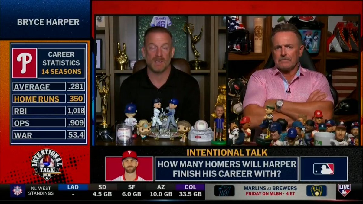 Bryce Harper hit his 350th career HR last night, becoming the youngest active player in the 350 HR Club 👏 The crew predicts how many he'll finish with. Kevin Millar | RyanDempster