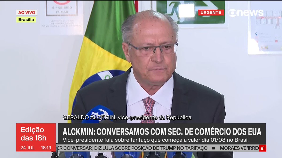 "Diálogo não é monólogo. Temos uma tradição de 200 anos com os EUA. Não é possível o país sofrer uma injustiça dessas, não há nenhuma razão econômica que justifique", diz Alckmin, sobre negociações sobre tarifaço. ➡ Assista à #GloboNews: #Edição18