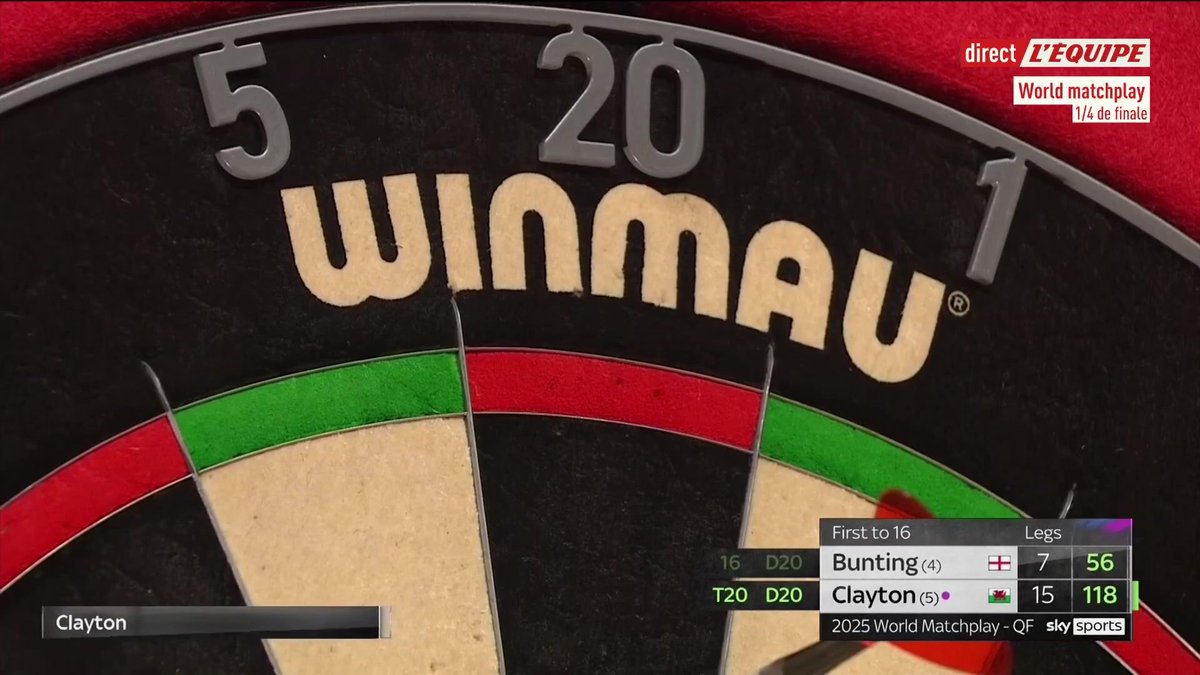 🎯 Clayton, magistral face à Bunting, rejoint à son tour les demi-finales du World matchplay de Blackpool #lequipeFLECHETTES
