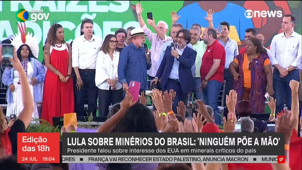 Lula diz que "ninguém põe a mão" nos minérios do Brasil. O embaixador interino dos EUA no país disse para empresários que o governo norte-americano estaria interessado em minerais críticos do Brasil. ➡ Assista ao #Edição18 na #GloboNews: