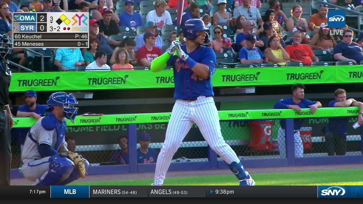 Joey Meneses drives a three-run homer off of Dallas Keuchel for the Syracuse Mets! Catch the action NOW on SNY!