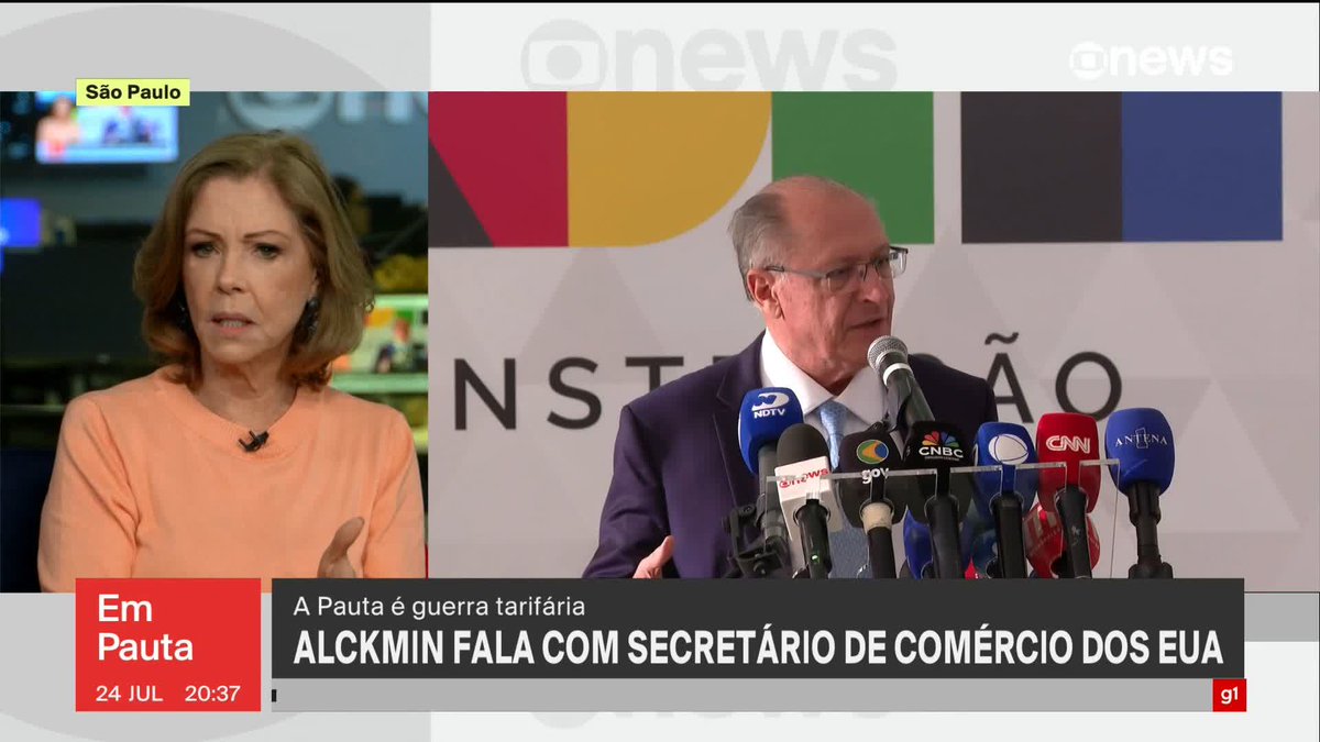 “Conversa 50 minutos no sábado com o Alckmin, uma ótima conversa, e no dia seguinte diz: ‘Olha, não temos nada para negociar. Não temos pressa, urgência nenhuma’. Ou seja, não há negociações”, diz Eliane Cantanhêde sobre a reunião do vice-presidente e ministro do Desenvolvimento, Indústria, Comércio e Serviços, Geraldo Alckmin, e o secretário de Comércio dos Estados Unidos, Howard Lutnick. ➡ Assista ao #EmPauta: #GloboNews