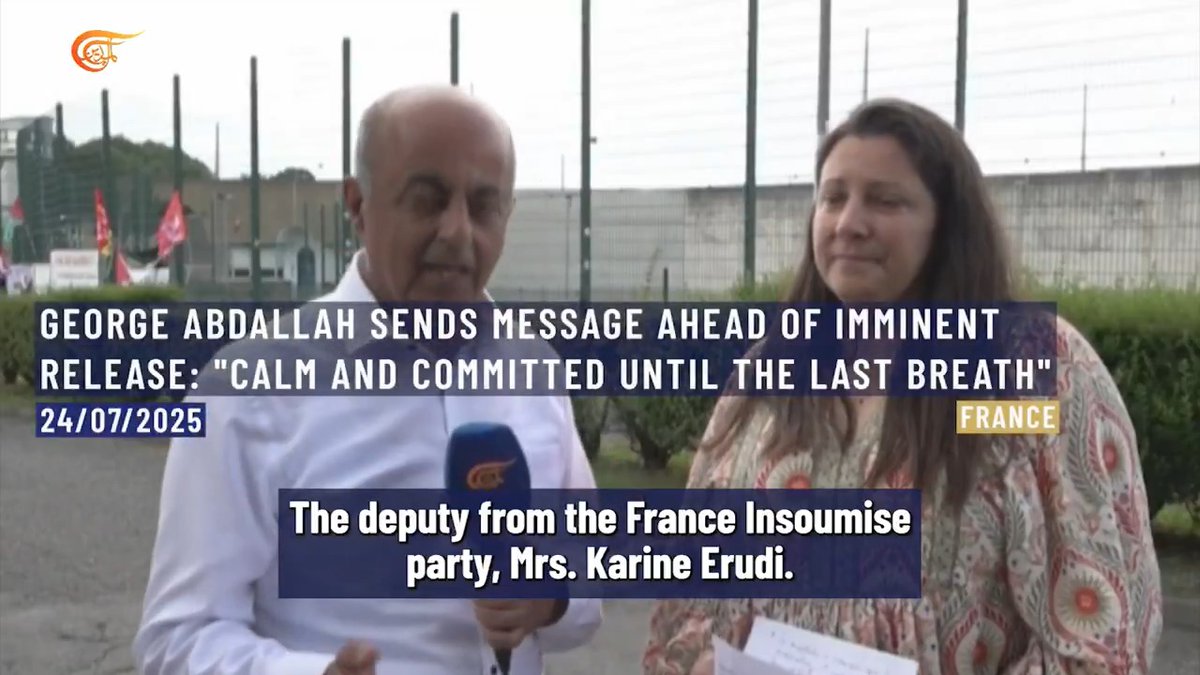 ⚡️⭕️ Al Mayadeen broadcasts a special message from Lebanese revolutionary George Abdallah just hours before his anticipated release after decades in French prison: "I am calm, reassured, and a fighter until the last breath. I feel no threat — I stand as any other fighter in our homeland." France. 24th of July, 2025.