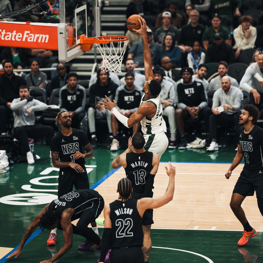 Giannis dunk highlights, but each slam gets more aggressive.