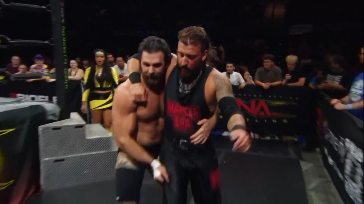 .Jake Something AND Mance Warner land in the TACKS! Watch #TNAiMPACT LIVE on TNA+:
