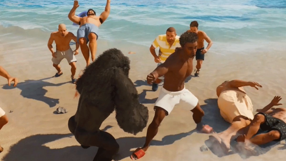 Who would win in a fight -- one gorilla or 100 men? Well, we're about to find out thanks to a new beat 'em up game where you can punch, toss, kick, and... poop on 100 silly humans. Here's a look at Gorilla Vs 100 Men: