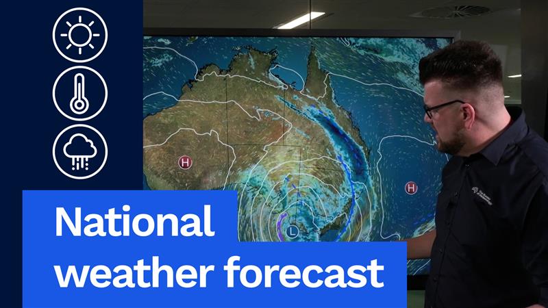 National Weather Forecast: Cold, wet and windy weekend for south-east Aus, dry and sunny elsewhere. Video current: 2:00pm AEST 25 July 2025 Latest forecasts and warnings: or the BOM Weather app.