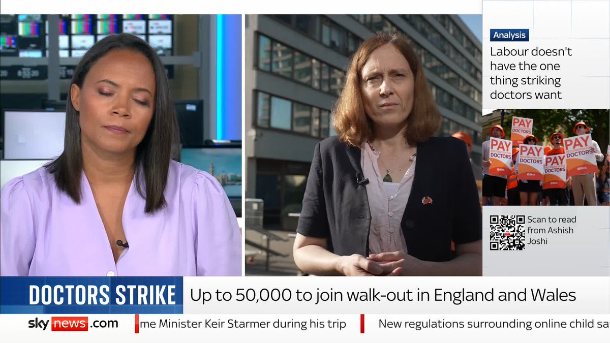 'It's ultimately the patients who are going to miss out... and I'm really sorry for that, BMA UK Resident Doctors Committee Co-Chair Dr Melissa Ryan says. She also asks for the government to give resident doctors a 'credible offer.' 📺 Sky 501