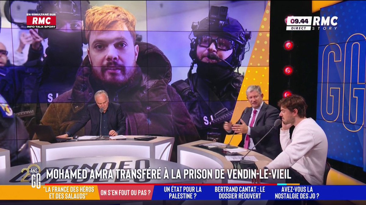 ⛓️ On s’en fout, on ne s’en fout pas Mohamed Amra est arrivé à la prison de Vendin-le-Vieil: "Ce lieu, dit draconien est quand même relatif puisque ces prisonniers ont le droit à 4 heures de téléphone par semaine", regrette Emmanuel de Villiers #GGRMC
