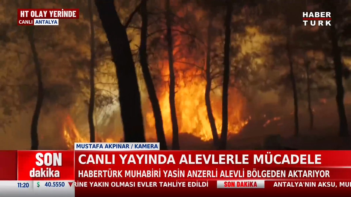 #SonDakika | Antalya'daki yangını görüntüleyen Habertürk ekibi, alevlerin arasında kaldı.