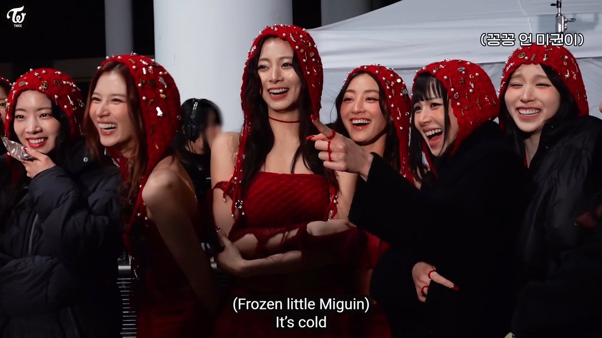 TWICE acting mad and then there's Mina just holding her hands being cold 😭