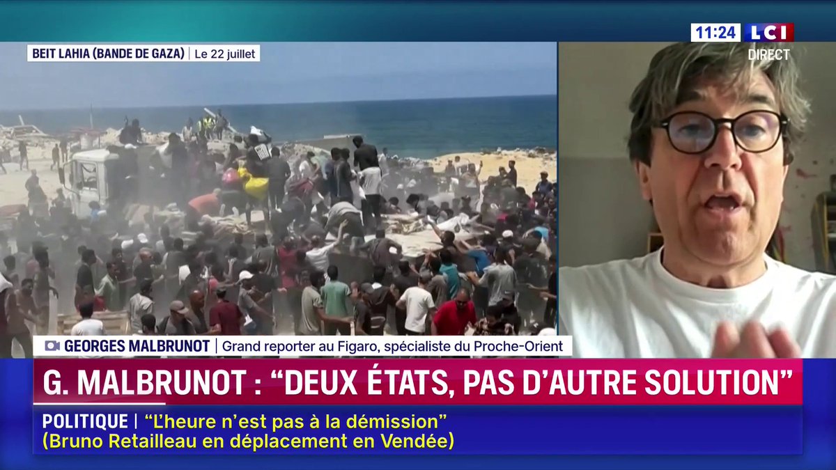 🗣️ "Il est évident qu'il faut un État palestinien vivant en sécurité aux côtés d'un État israélien vivant en sécurité, il n'y a pas d'autre solution" déclare Georges Georges Malbrunot