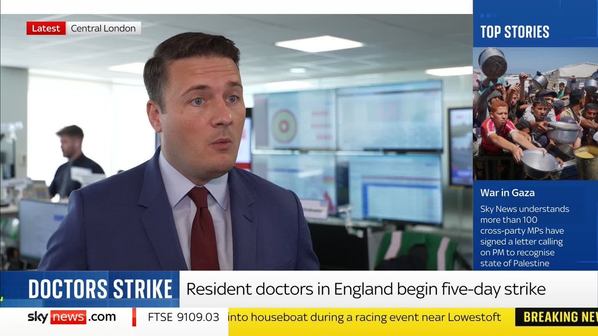 'We won't let the BMA hold this country to ransom' Health Secretary Wes Streeting speaks as resident doctors in England begin a five-day strike. He describes the action by the BMA as 'reckless and unnecessary' 📺 Sky 501, Virgin 602