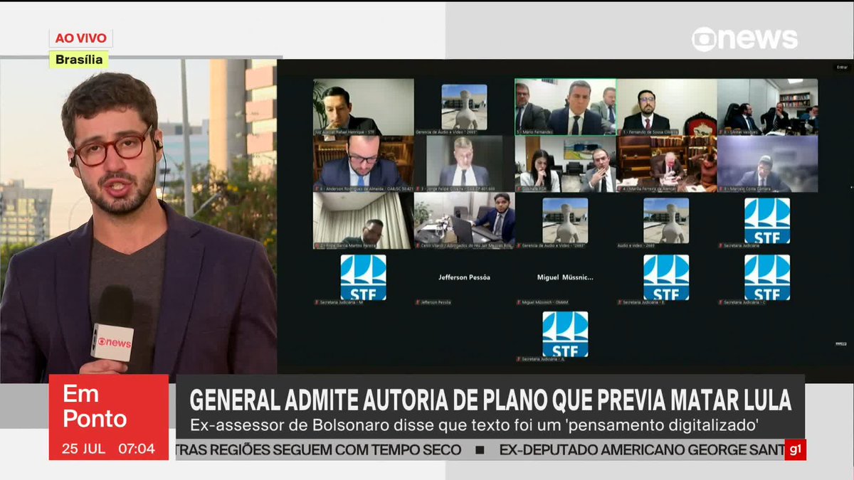 O general da reserva do Exército Mário Fernandes, ex-assessor de Bolsonaro, admite no STF ter sido autor do plano que previa assassinato de Lula, Alckmin e Moraes. #GloboNewsEmPonto ➡ Assista à #GloboNews: