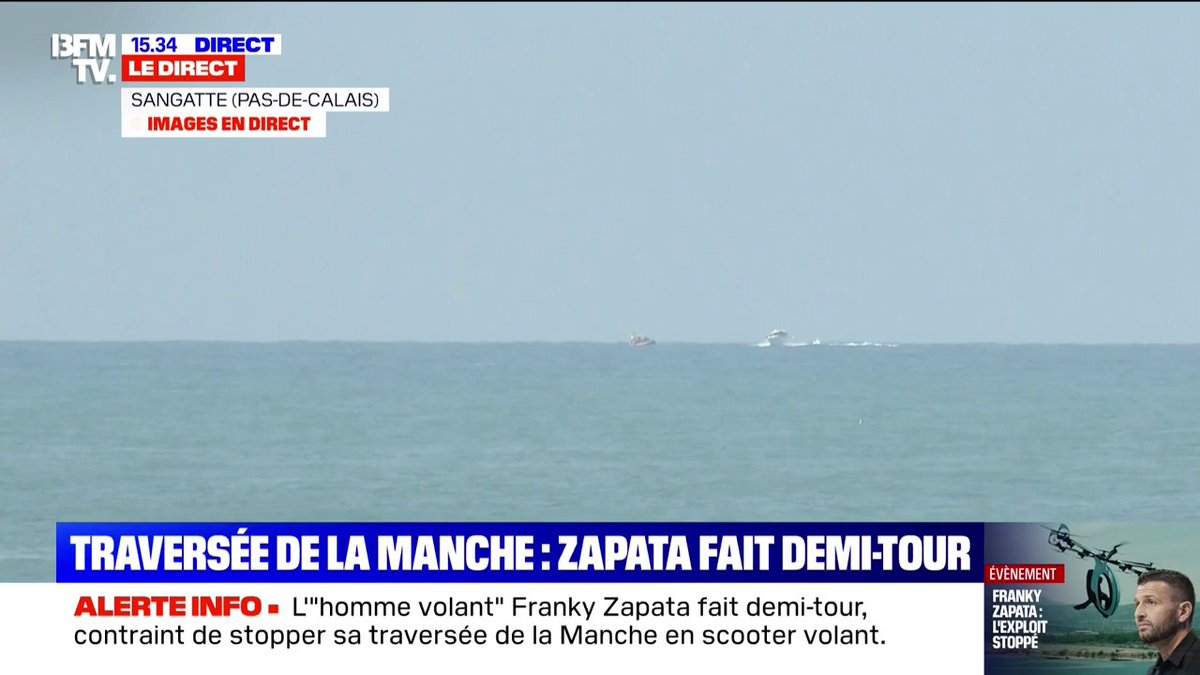 🇫🇷🛵🌊 ALERTE INFO - "L'homme volant" Franky Zapata est tombé à l'eau avec son air scooter alors qu'il tentait la traversée de la Manche.
