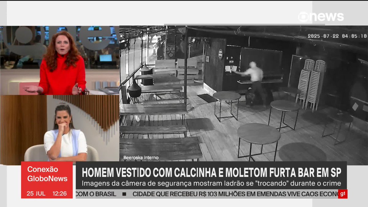 Homem vestindo apenas blusa de moletom e calcinha é flagrado roubando bebidas num bar na Zona Sul de São Paulo. ➡ Assista à #GloboNews: #ConexãoGloboNews