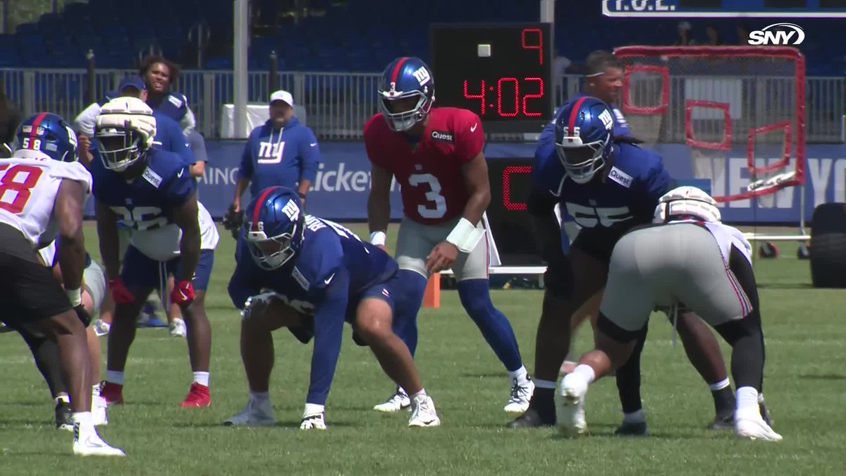 Brian Burns and Wan'Dale Robinson walked off the field after a collision during practice
