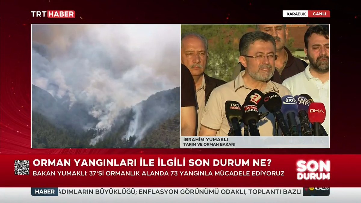 Tarım ve Orman Bakanı İbrahim Yumaklı: 📌Şehitler verdiğimiz Eskişehir Seyitgazi'deki yangını tamamen kontrol altına aldık. 📌Bugün başlayan Mersin Anamur, Antalya Aksu/Kurşunlu, Muğla Yatağan yangınları da kontrol altına alındı.