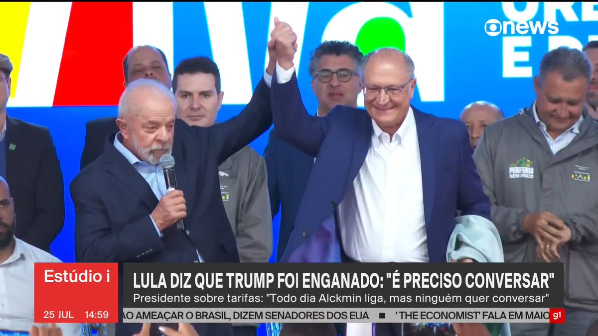 Nesta sexta-feira (25), em um evento em SP, Lula disse que o dia que Trump quiser conversar, “o Brasil estará pronto e preparado”. Presidente ainda afirmou que todo dia Alckmin liga para alguém, mas “ninguém quer conversar”. #Estúdioi ➡ Assista à #GloboNews: