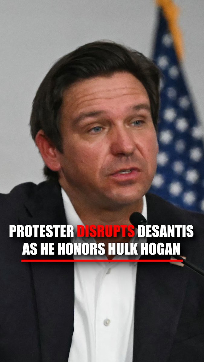 As Gov. Ron DeSantis paid tribute to the wrestling icon Hulk Hogan, a protester interrupted with a barrage of vulgar insults. The Governor stood unfazed.