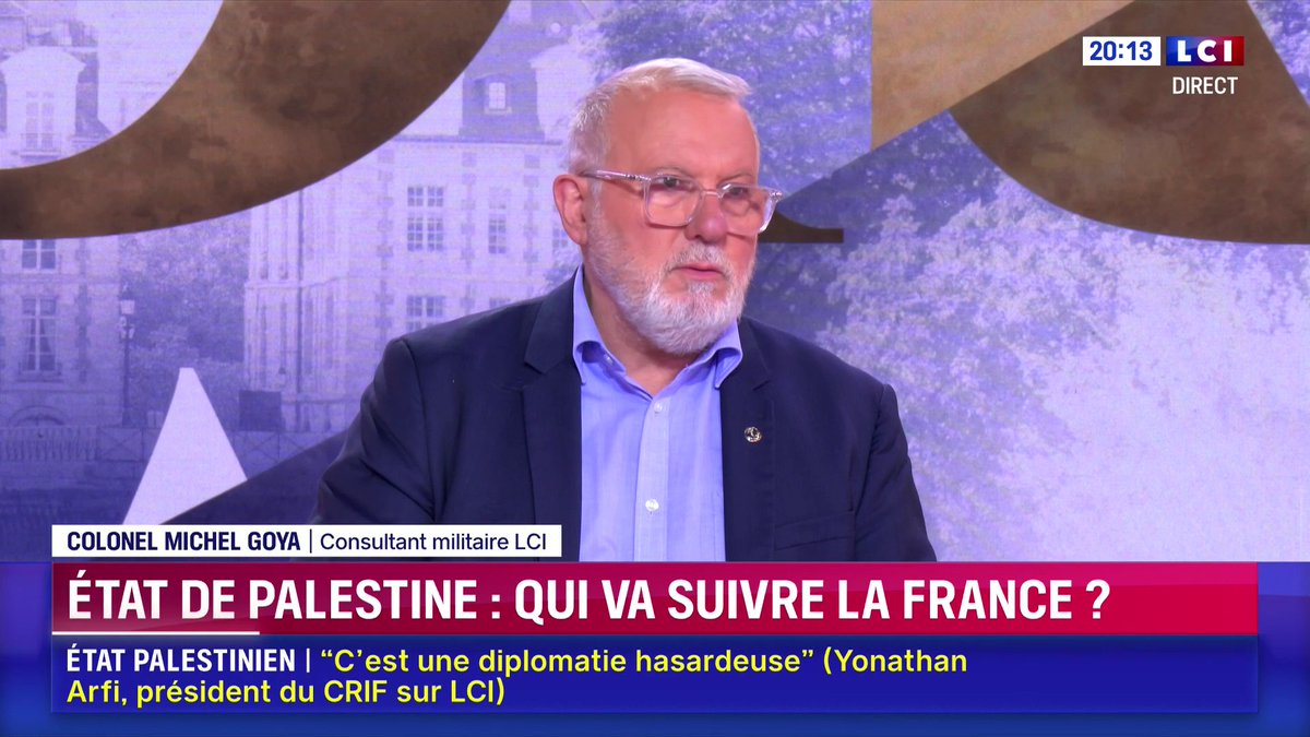 🔴 La France va reconnaître l’État de Palestine : Michel Goya réagit sur LCI 💬 "C'est le 1er pays de Conseil de sécurité des Nations unies à reconnaître l'État de Palestine mais c'est une carte qui n'est peut-être pas forcément jouée au bon moment."