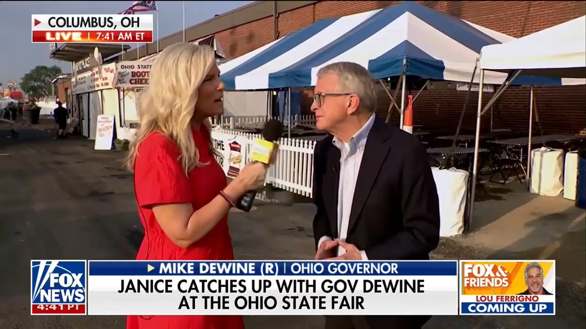 Food is always the best part of the state fair 😋 Janice Dean and Ohio Governor Mike DeWine try some delicious caramel apple cream puffs at the Ohio State Fair. | FOX & Friends