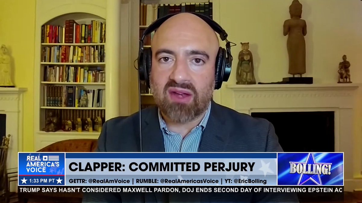 CLAPPER COMMITTED PERJURY “THIS IS THE CLEAREST CASE OF PERJURY PERHAPS, IN CONGRESSIONAL HISTORY.” - Mike Benz details how Clapper lied before Congress. 🇺🇸 ERIC BOLLING 🇺🇸