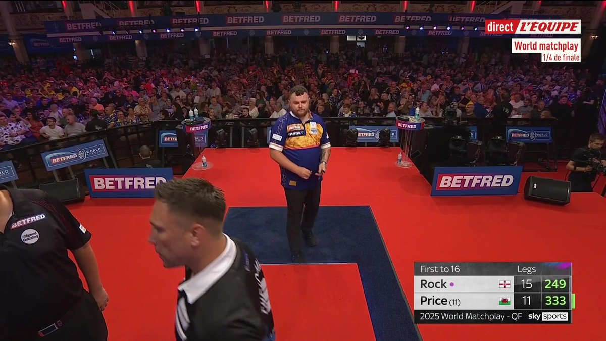 🎯Quel finish ! Josh Rock se qualifie à son tour pour les demi-finales du World Matchplay de Blackpool, après sa victoire contre Gerwyn Price #lequipeFLECHETTES