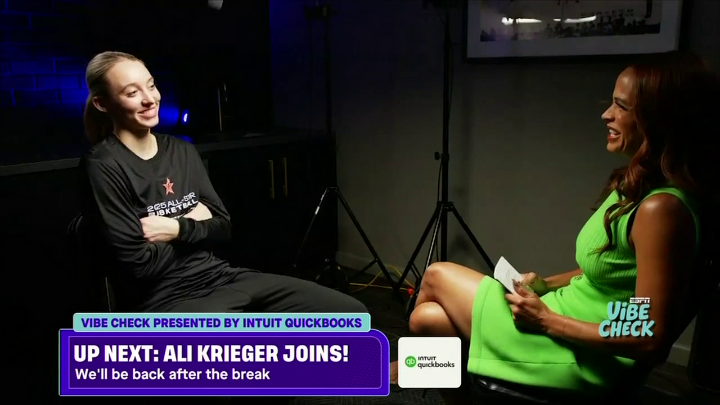 Paige Bueckers sits down with Elle Duncan to discuss how she's adjusting to life in the W 🏀✨ 🍿 Stream Vibe Check exclusively on Disney+