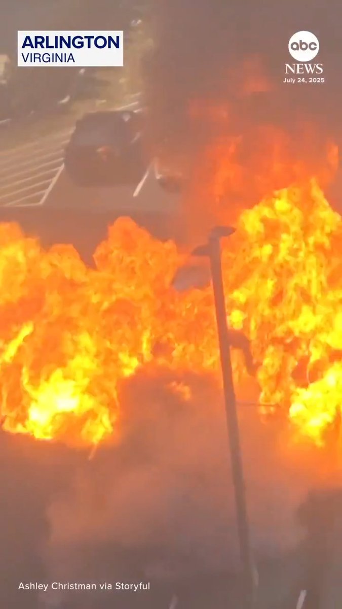 A witness captured dramatic footage of the moment a car fire in Virginia erupted in a huge fireball, sending flames across a parking lot. No one was seriously injured, according to local news reports.