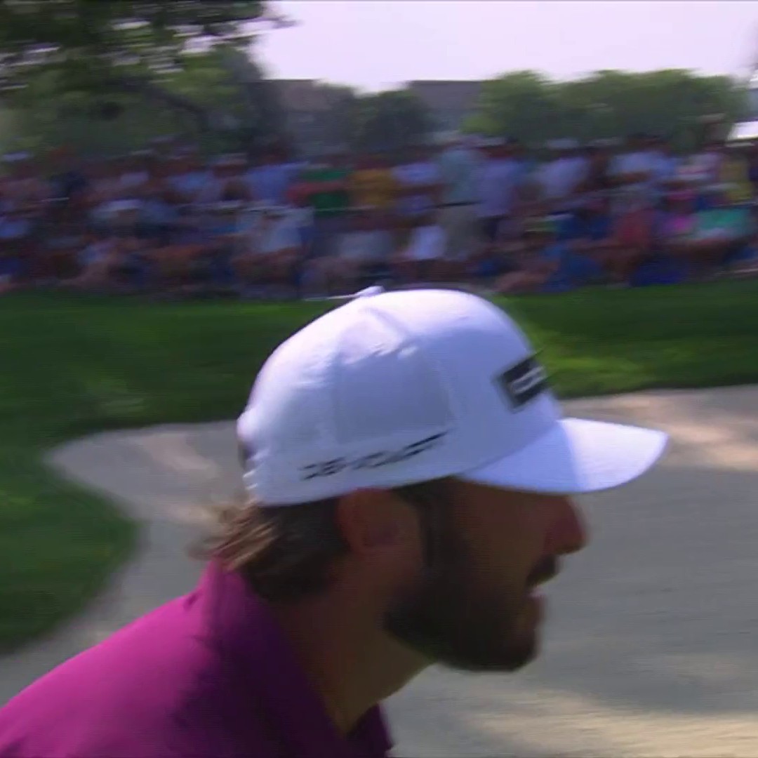 This shot bounced off the logo platform in the water ... and Patton Kizzire would end up making birdie! 🤯