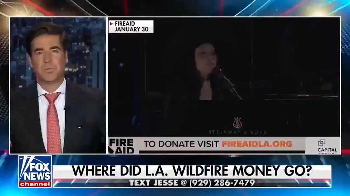 .Jesse Watters asks A-list celebrities who helped raise money for Los Angeles fire victims where the money went.