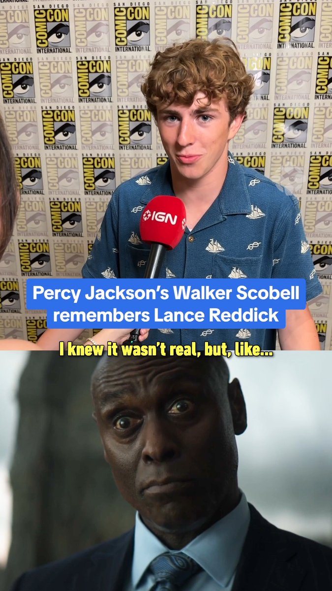 Walker Scobell remembers Lance Reddick on the set of Percy Jackson. #SDCC