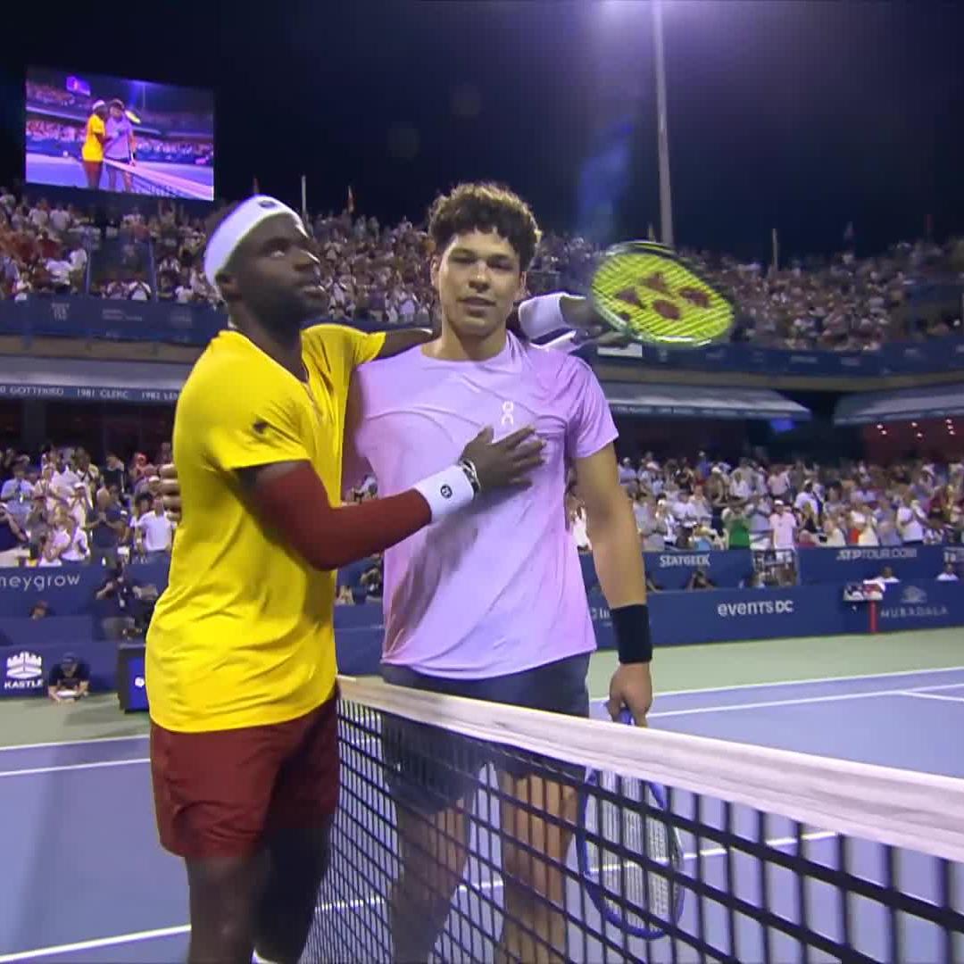 An ace ends it 💥 Ben Shelton gets past Frances Tiafoe in two scintillating sets. #MubadalaCitiDCOpen
