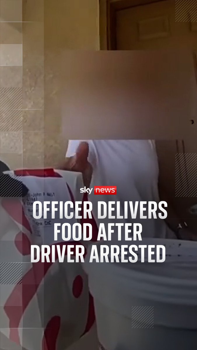 A sympathetic police officer stepped in to complete a food delivery after he had arrested the diver for an outstanding traffic ticket.
