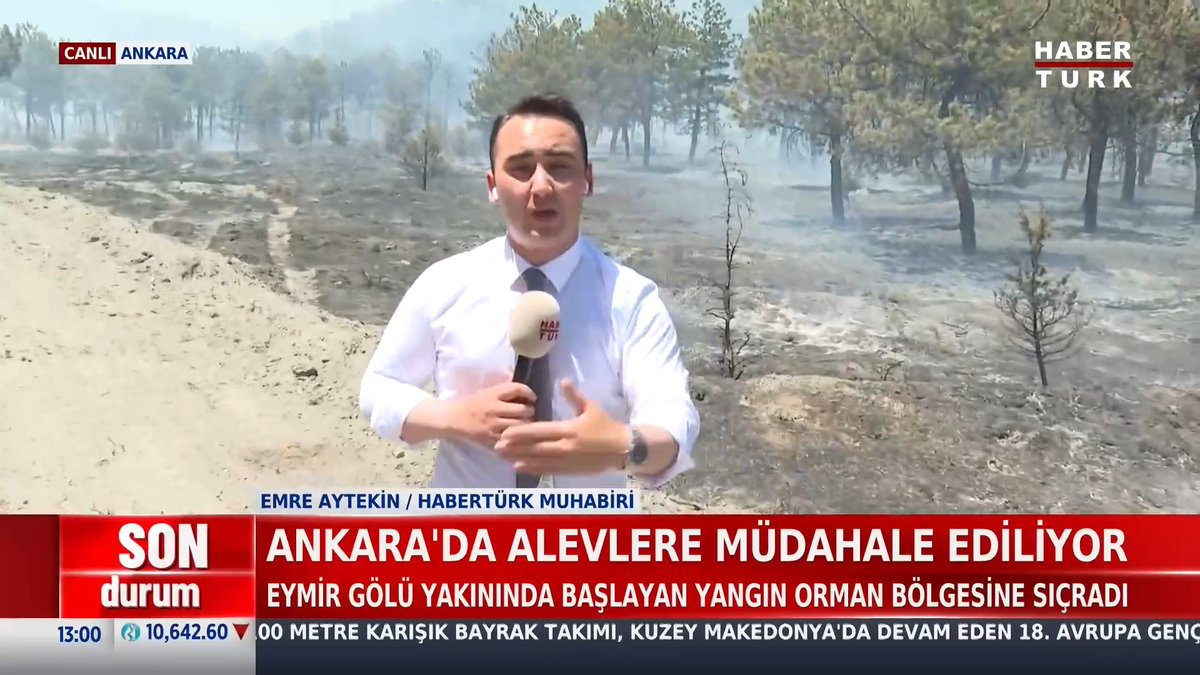 #SONDURUM - Ankara'da alevlere müdahale devam ediyor. Eymir Gölü yakınında başlayan yangın, orman bölgesine sıçradı.