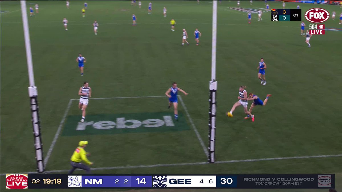 How did he miss from there⁉️ Mark Blicavs was almost awarded a ghost goal after missing from point-blank range 👻 📺 Watch #AFLNorthCats on Ch.504 or stream on Kayo: ✍️ BLOG 🔢 MATCH CENTRE