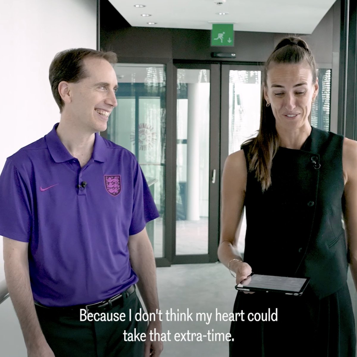 "A special time to be an England fan" 🏴󠁧󠁢󠁥󠁮󠁧󠁿 FA CEO Mark Bullingham and former Lioness Jill Scott MBE caught up in Switzerland to discuss pathways, progression and the work being done behind the scenes to sustain the success of our women's and men's teams.