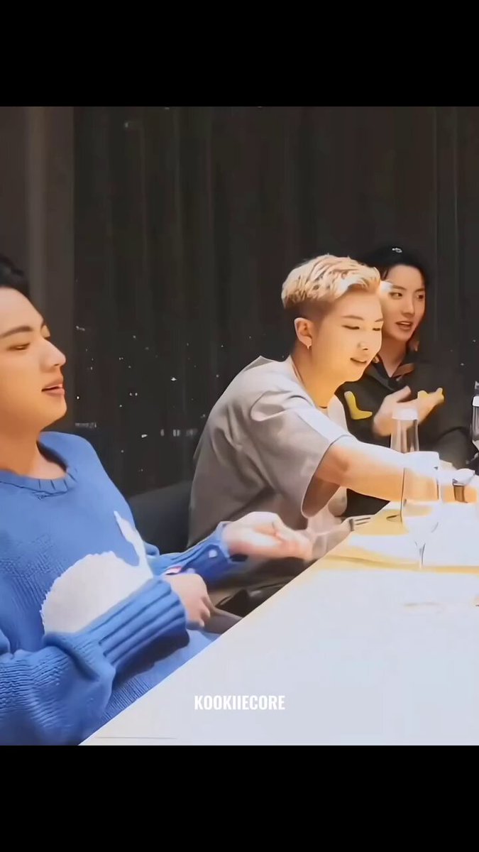 it’s the way tannies understand each other with no words like seokjin is the oldest here yet he serves joon first then taehyung pours for everyone to the point he forgets to fill his own glass so seokjin shares his 🥹