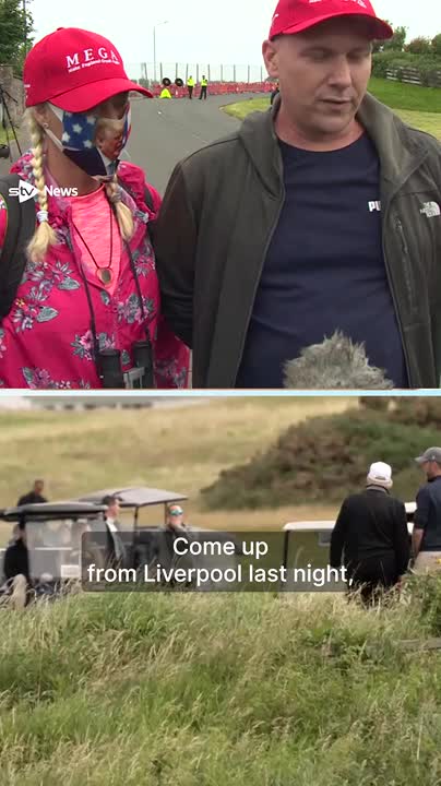 A Liverpool couple journey to Scotland to see President Trump.