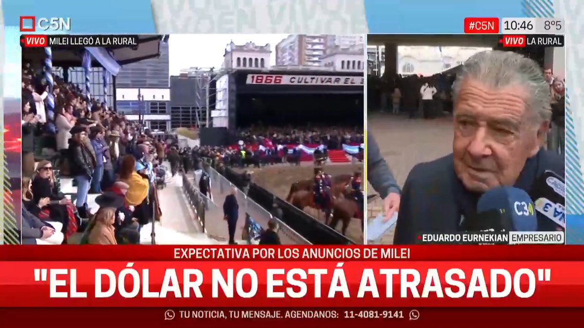 🗯️ Eduardo Eurnekian, empresario: "Me voy porque tengo frío. No voy a escuchar el discurso del Presidente" 📲 #C5N en vivo: